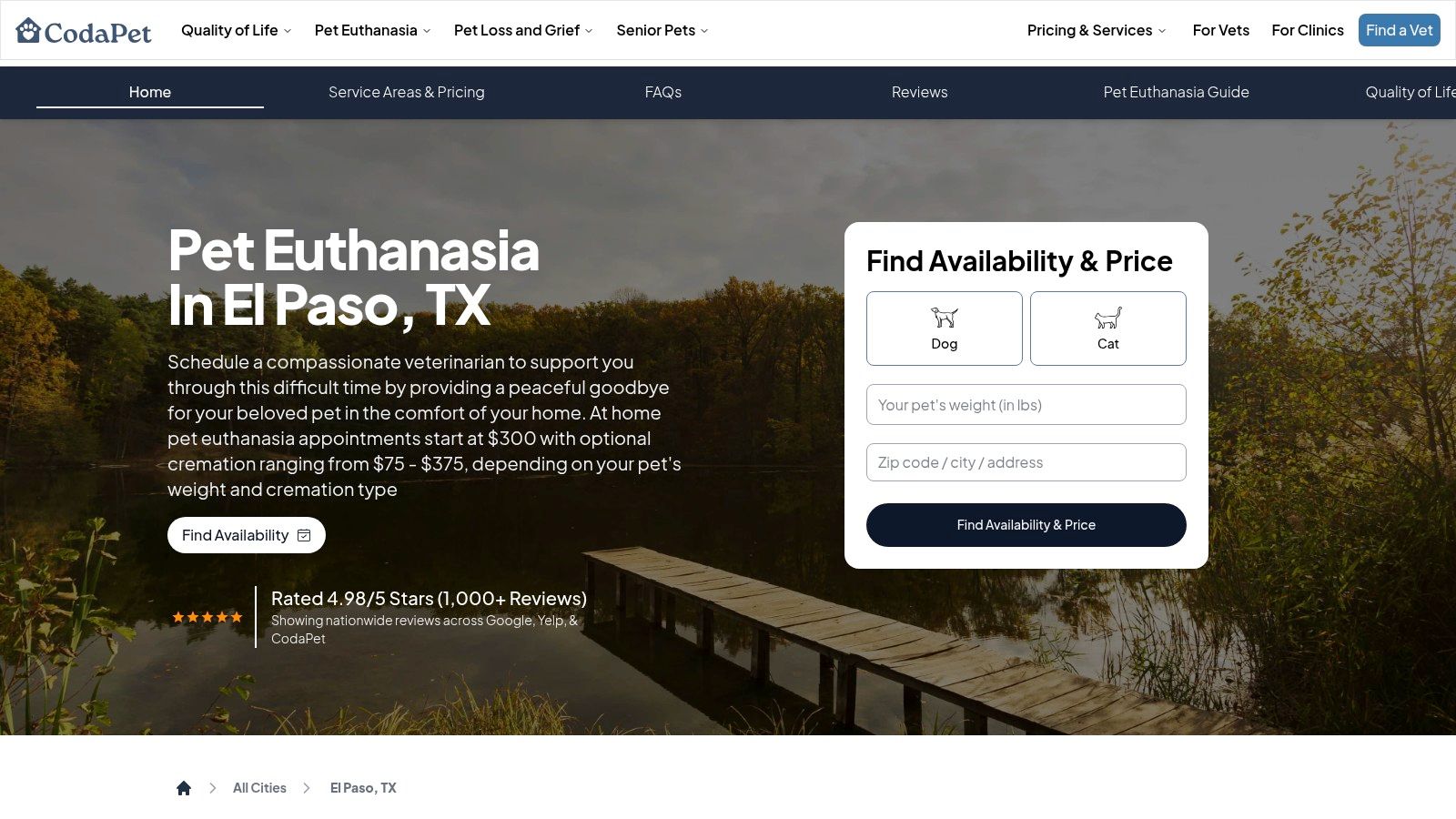 CodaPet — Network of In‑Home Euthanasia Veterinarians (El Paso)