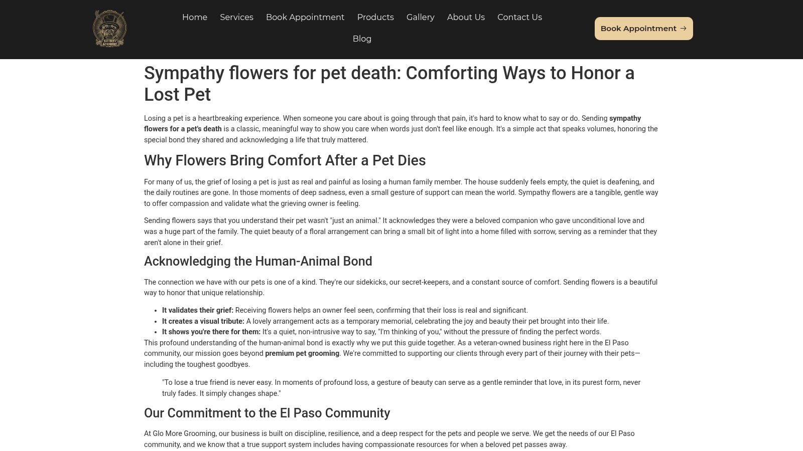 Sympathy flowers for pet death: Comforting Ways to Honor a Lost Pet — Glo More Grooming