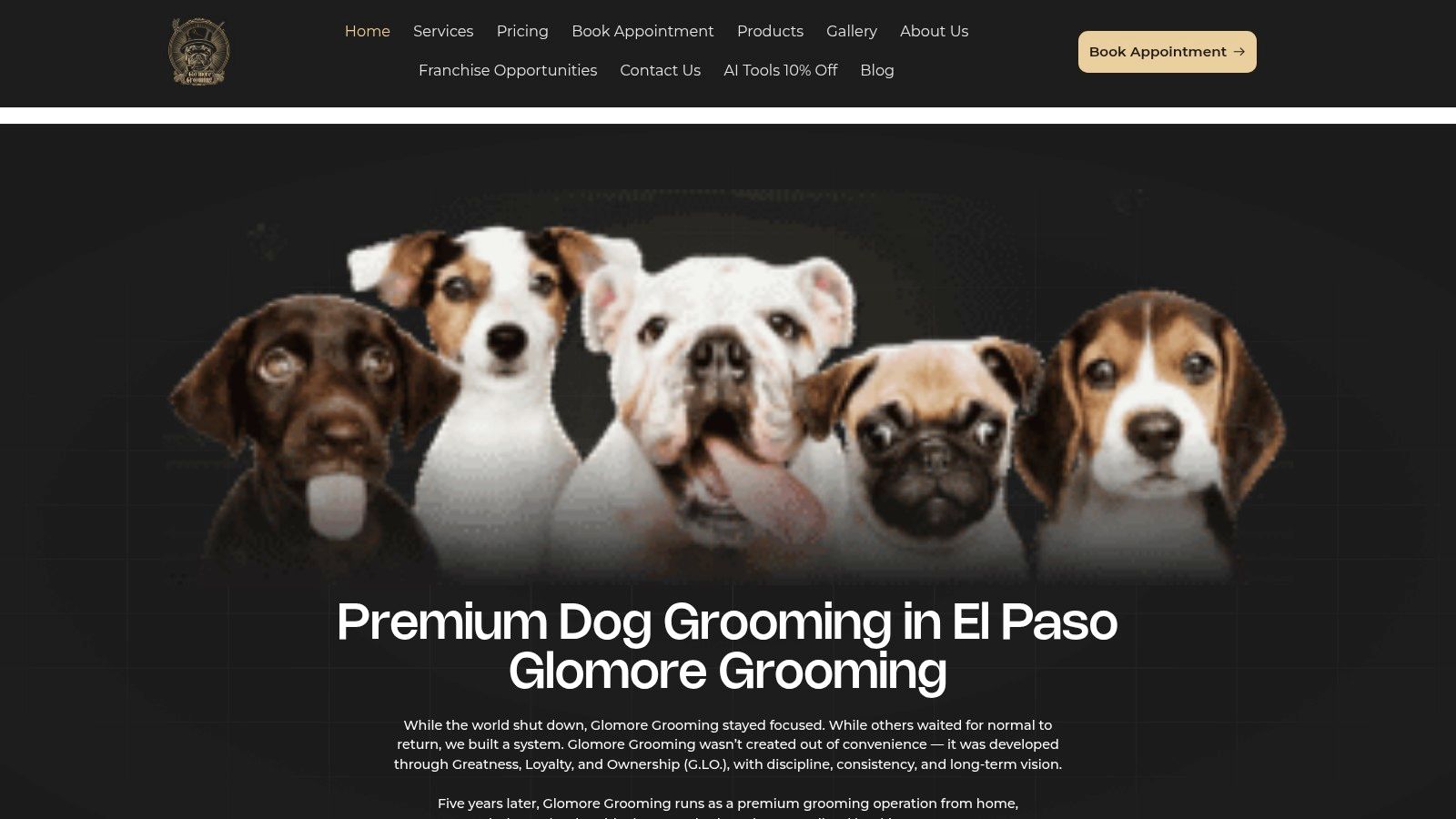 Screenshot from https://glomoregrooming.com