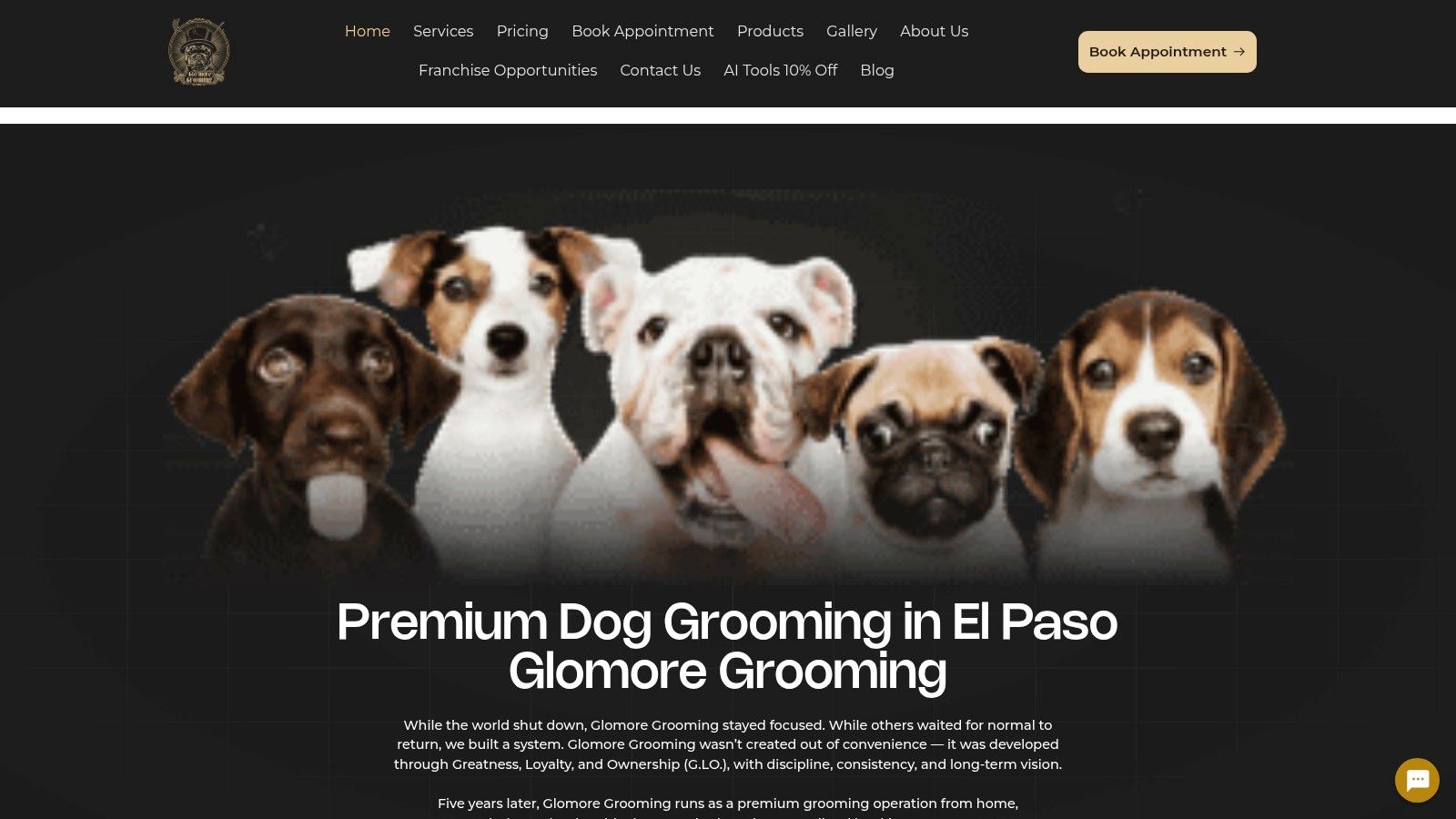 Screenshot from https://glomoregrooming.com