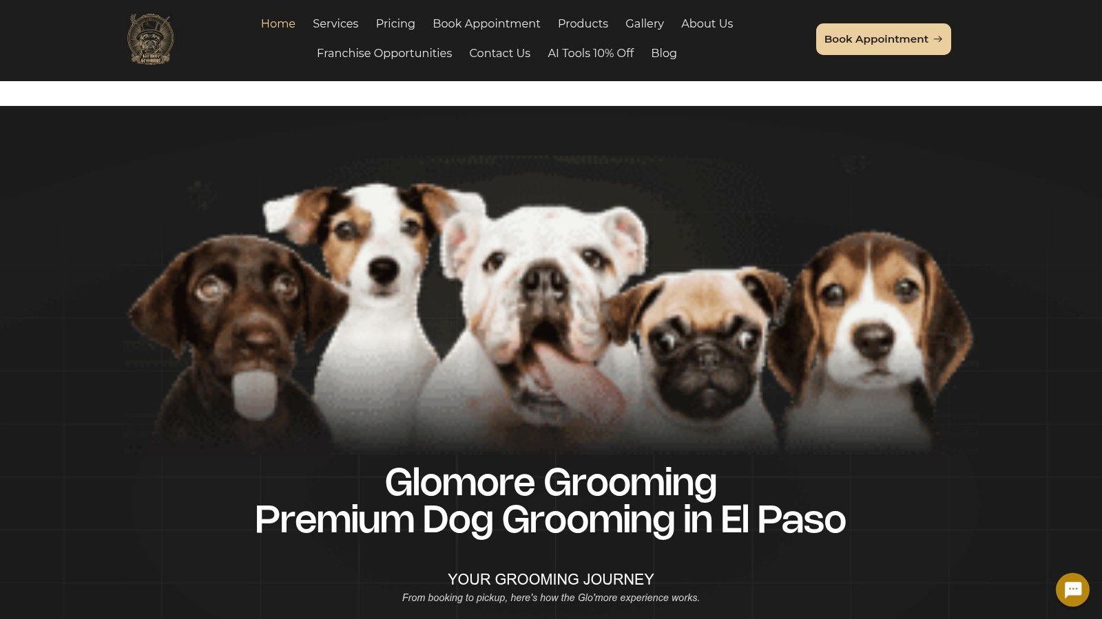 Screenshot from https://glomoregrooming.com