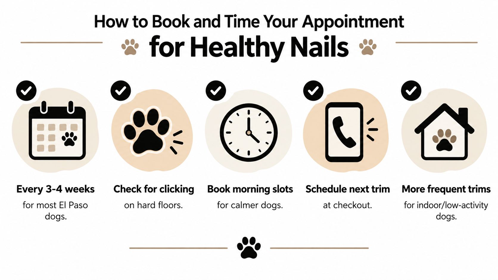 An infographic titled How to Book and Time Your Appointment for Healthy Nails with five tips.